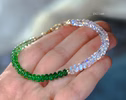 - Solid Gold 14K Tsavorite and Rainbow Moonstone Bracelet, Moonstone and Tsavorite Beaded Bracelet