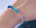 - Solid Gold 14K Turquoise and Rainbow Moonstone Bracelet, Moonstone Blue Beaded Bracelet