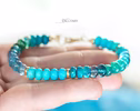 - Solid Gold 14K Turquoise Bracelet, Aqua Blue Gemstone Bracelet with Turquoise, Grandidierite and Apatite