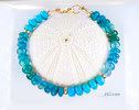 - Solid Gold 14K Turquoise Bracelet, Aqua Blue Gemstone Bracelet with Turquoise, Grandidierite and Apatite