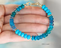 - Solid Gold 14K Turquoise Bracelet, Aqua Blue Gemstone Bracelet with Turquoise, Grandidierite and Apatite