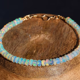 The Angel’s Touch Bracelet – Solid Gold 14K Welo Opal Bracelet, Ethiopian Opal Bracelet