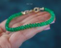 - Solid Gold 14K Zambian Emerald Bracelet, Beaded Emerald Bracelet