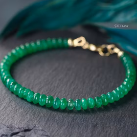 The Emerald Spell Bracelet - Solid Gold 14K Zambian Emerald Bracelet, Beaded Emerald Bracelet