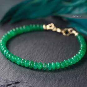 The Emerald Spell Bracelet – Solid Gold 14K Zambian Emerald Bracelet, Beaded Emerald Bracelet