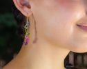 - Tourmaline and Multi Gemstone Earrings, Long Dangle Drop Earrings in Gold Filled