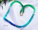 - Turquoise Emerald Necklace in 14K Solid Gold, Aqua Blue green Gemstone Beaded Necklace