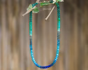 - Turquoise Emerald Necklace in 14K Solid Gold, Aqua Blue green Gemstone Beaded Necklace