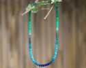 - Turquoise Emerald Necklace in 14K Solid Gold, Aqua Blue green Gemstone Beaded Necklace