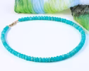 - Vibrant Amazonite Necklace in 14K Solid Gold, Aqua Blue Gemstone Beaded Necklace