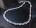 - Solid Gold 14K Rainbow Moonstone Necklace, Moonstone Beaded Necklace