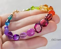 - Solid Gold 14K Silk Knotted Geometric Rainbow Multi Gemstone Bracelet