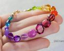 - Solid Gold 14K Silk Knotted Geometric Rainbow Multi Gemstone Bracelet