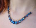 - 14K Solid Gold Blue Labradorite Necklace, Drop Necklace