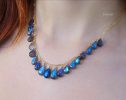 - 14K Solid Gold Blue Labradorite Necklace, Drop Necklace