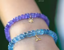 - Solid Gold 14K Aquamrine Bracelet with a Diamond Whale Tale Charm
