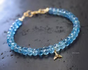 - Solid Gold 14K Aquamrine Bracelet with a Diamond Whale Tale Charm