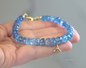 - Solid Gold 14K Aquamrine Bracelet with a Diamond Whale Tale Charm