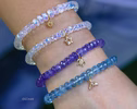 - Solid Gold 14K Aquamrine Bracelet with a Diamond Whale Tale Charm
