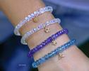 - Solid Gold 14K Aquamrine Bracelet with a Diamond Whale Tale Charm