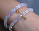 - Solid Gold 14K Rainbow Moonstone Blue Fire Bracelet, Moonstone Bracelet with a Star Charm