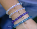 - Solid Gold 14K Rainbow Moonstone Blue Fire Bracelet, Moonstone Bracelet with a Star Charm