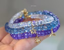- Solid Gold 14K Rainbow Moonstone Blue Fire Bracelet, Moonstone Bracelet with a Star Charm