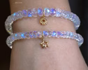 - Solid Gold 14K Rainbow Moonstone Blue Fire Bracelet, Moonstone Bracelet with a Sun Charm
