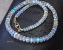 - Solid Gold 14K Rainbow Moonstone Necklace, Moonstone Beaded Necklace