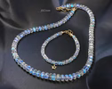 - Solid Gold 14K Rainbow Moonstone Necklace, Moonstone Beaded Necklace