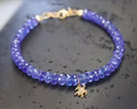 - Solid Gold 14K Tanzanite Bracelet with a Diamond Turtle Charm
