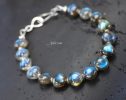 - Sterling Silver Labradorite Bracelet, Bold Blue Flash Labradorite Beaded Bracelet