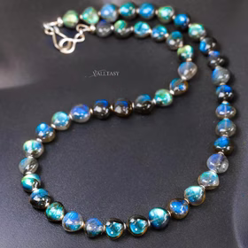 The Twilight Queen Necklace - Sterling Silver Labradorite Necklace, Bold Blue Labradorite Beaded Necklace