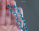 - Long Swiss Blue Topaz Earrings, Blue Gemstone Drop Earrings in Gold Filled