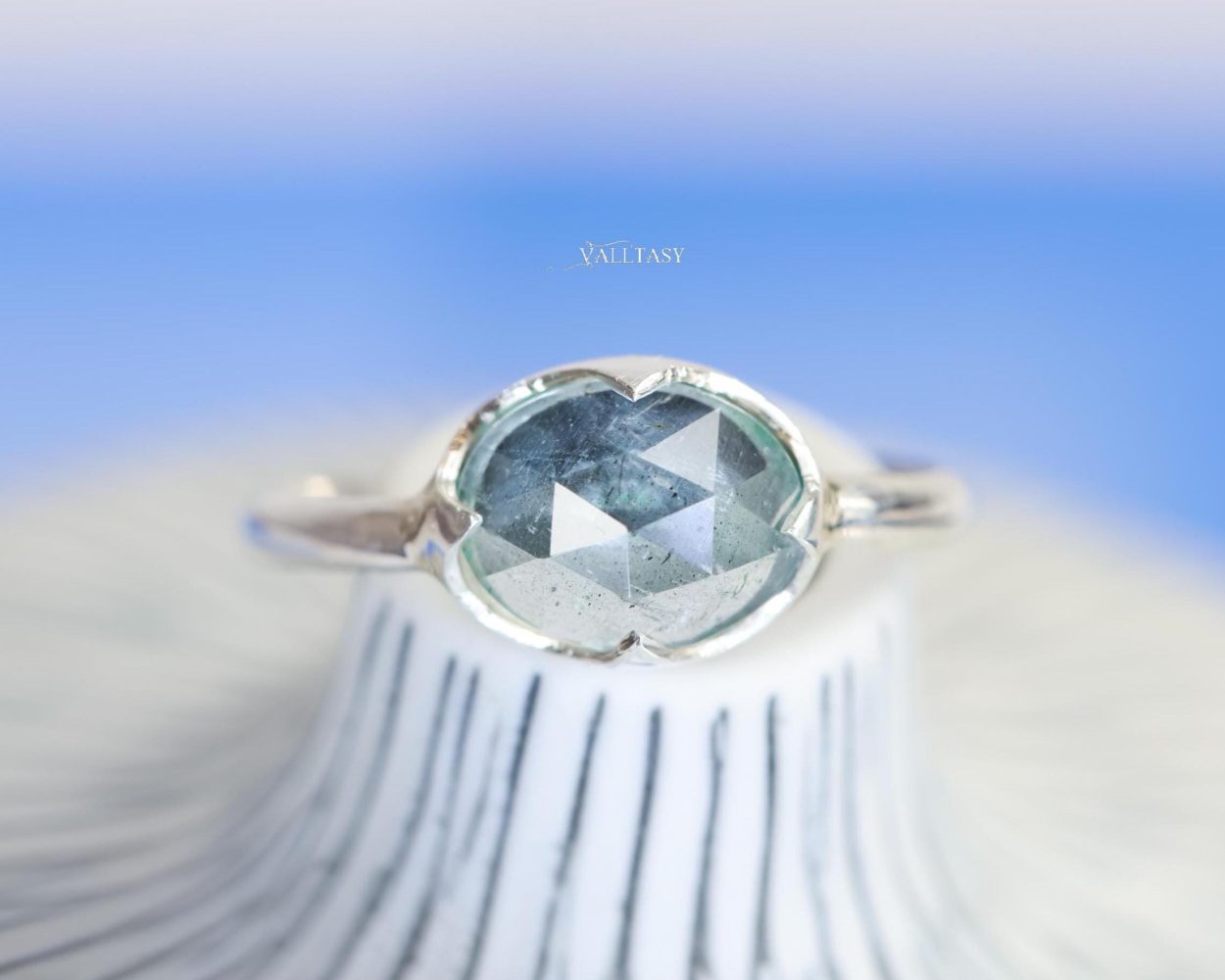 - Moss Aquamarine Ring Handcrafted in Sterling Silver, One of a Kind