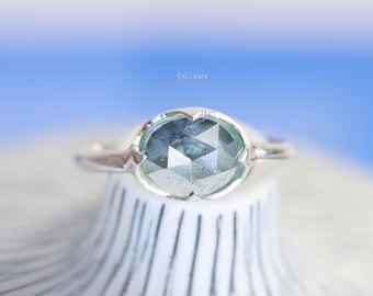 - Moss Aquamarine Ring Handcrafted in Sterling Silver, One of a Kind