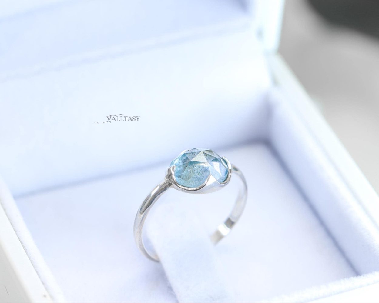 - Moss Aquamarine Ring Handcrafted in Sterling Silver, One of a Kind