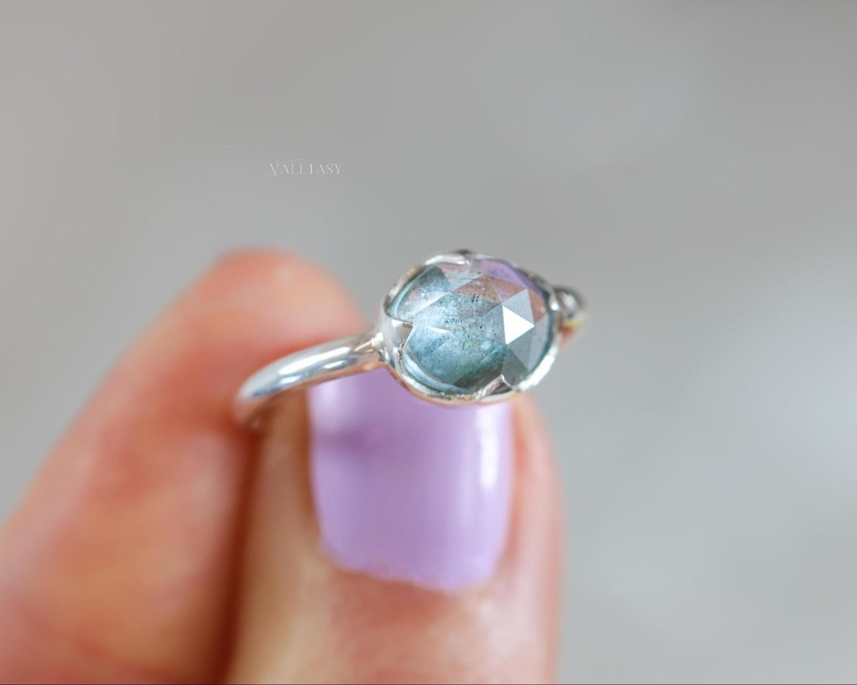 - Moss Aquamarine Ring Handcrafted in Sterling Silver, One of a Kind