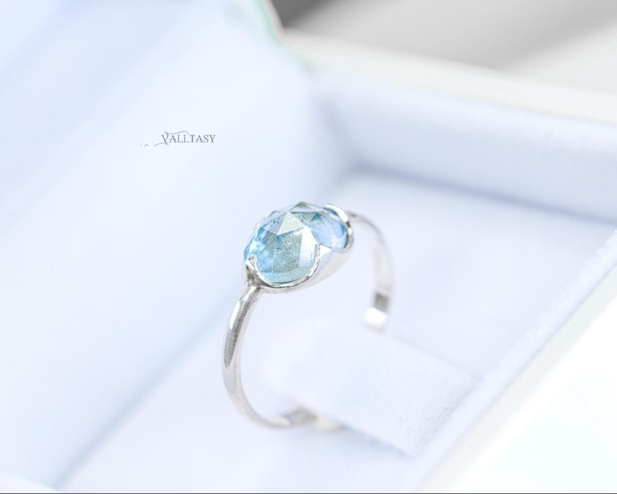 - Moss Aquamarine Ring Handcrafted in Sterling Silver, One of a Kind