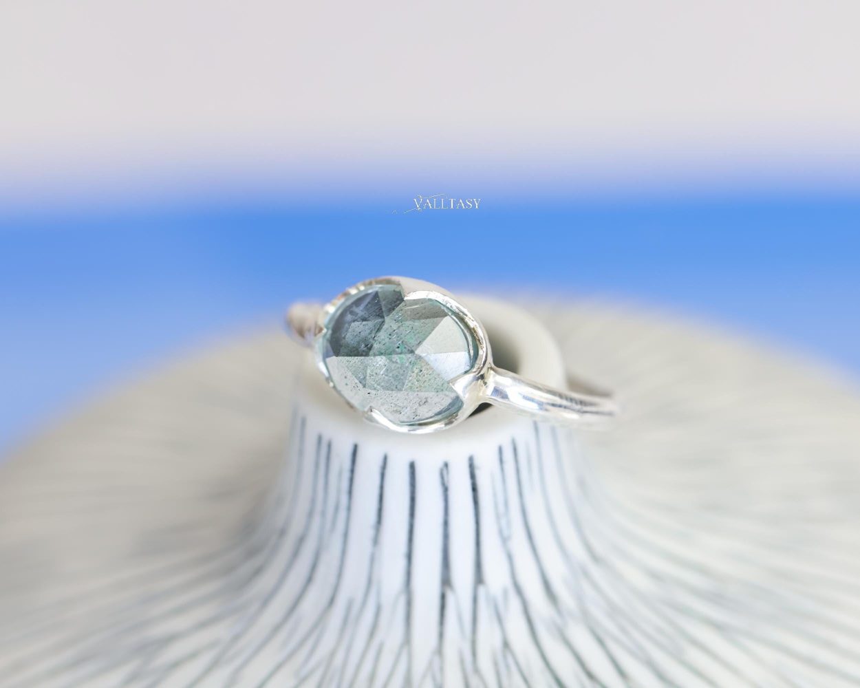 - Moss Aquamarine Ring Handcrafted in Sterling Silver, One of a Kind
