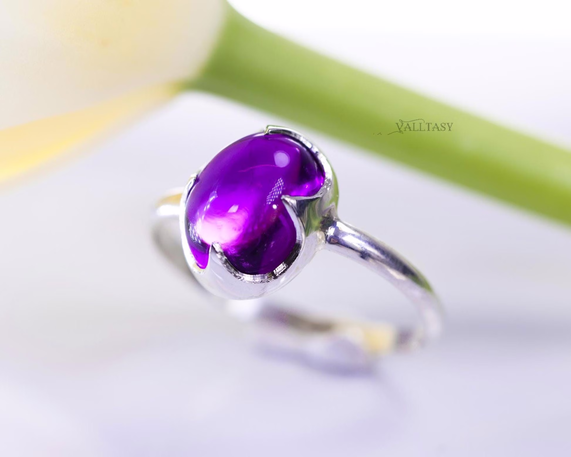 Purple Amethyst Ring Handcrafted in Sterling Silver, One of a Kind