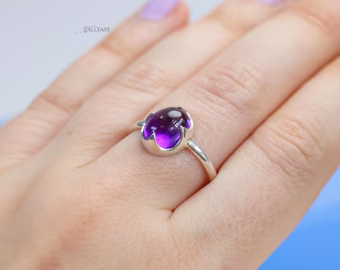- Purple Amethyst Ring Handcrafted in Sterling Silver, One of a Kind