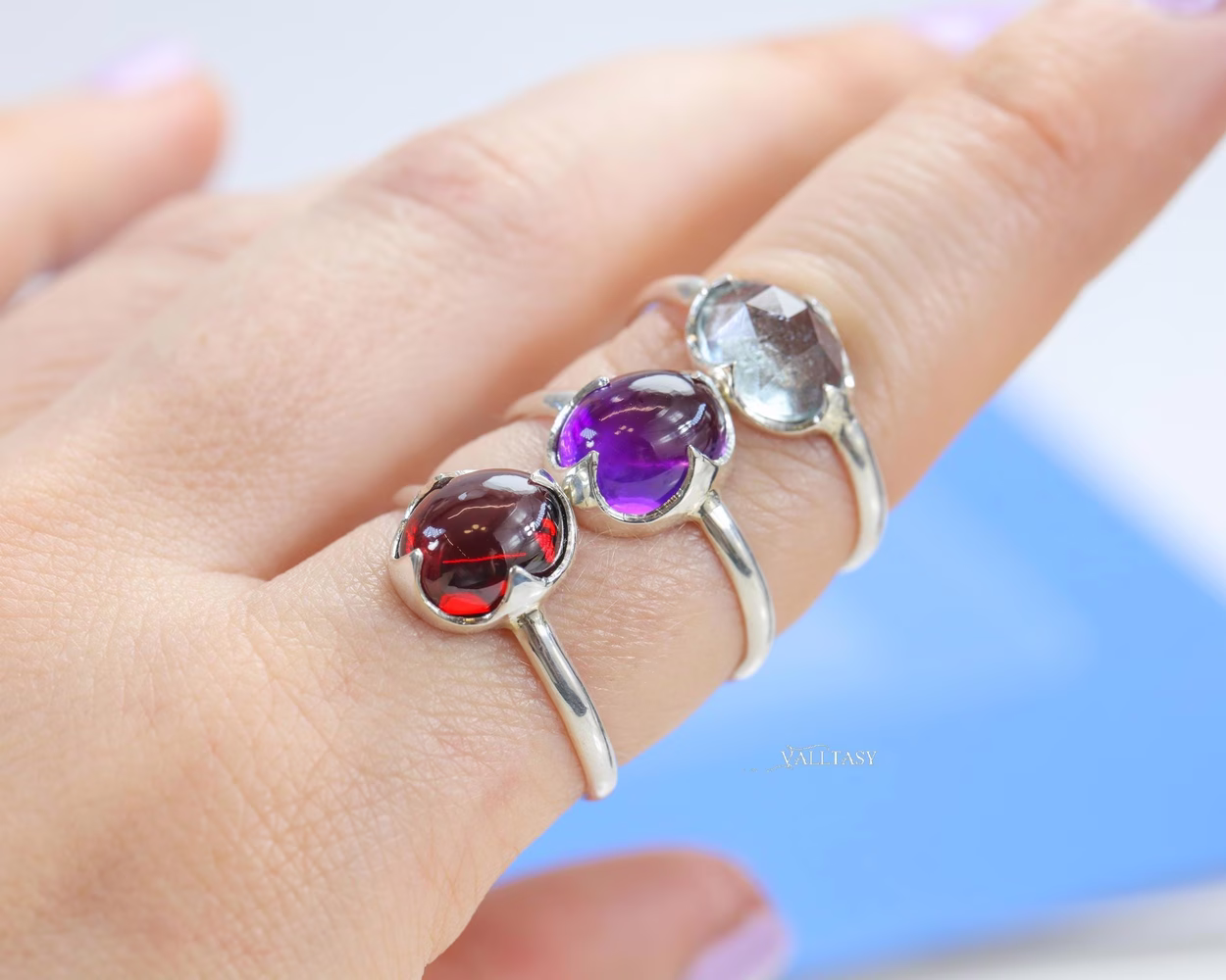 - Red Garnet Ring Handcrafted in Sterling Silver, One of a Kind
