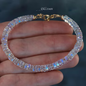 The Dream Bracelet - Rainbow Moonstone Blue Fire Bracelet, Heishi Moonstone Beaded Bracelet