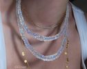 - Rainbow Moonstone Necklace, Blue Fire Heishi Moonstone Beaded Necklace in Gold Filled