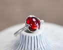 - Red Garnet Ring Handcrafted in Sterling Silver, One of a Kind