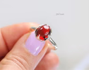 - Red Garnet Ring Handcrafted in Sterling Silver, One of a Kind
