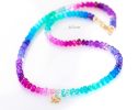 - Solid Gold 14K Multi Gemstone Beaded Necklace with XO Charm