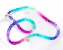 - Solid Gold 14K Multi Gemstone Beaded Necklace with XO Charm