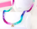 - Solid Gold 14K Multi Gemstone Beaded Necklace with XO Charm
